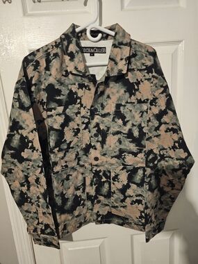 Brand New Rock And Caleb Black, Beige, Sage Splatter Print Jacket